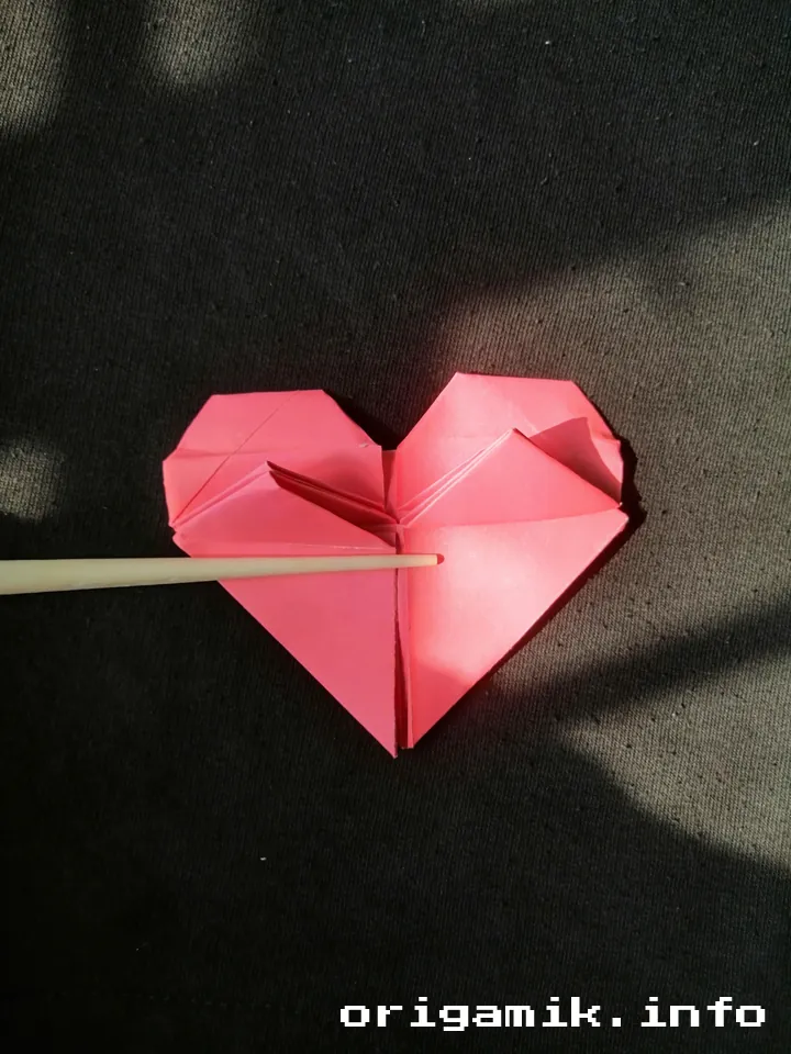 Origami heart with bow step 9 c