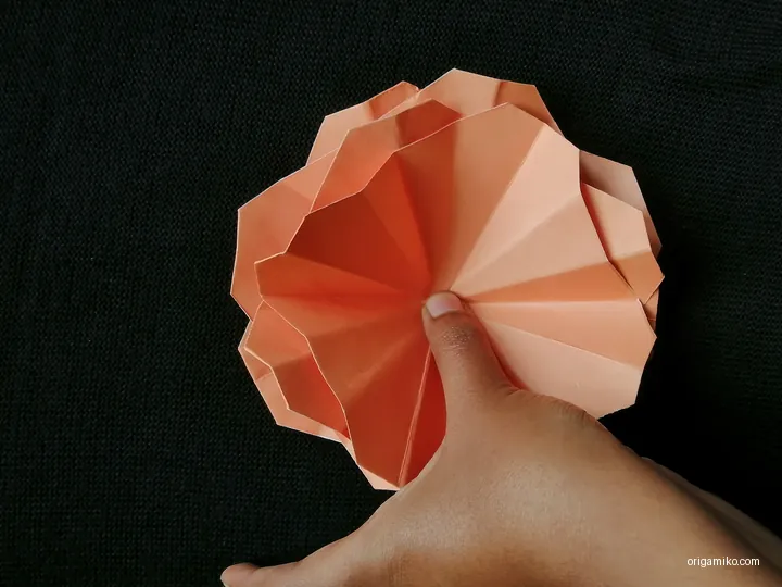 origami carnation flower step 3 (f)