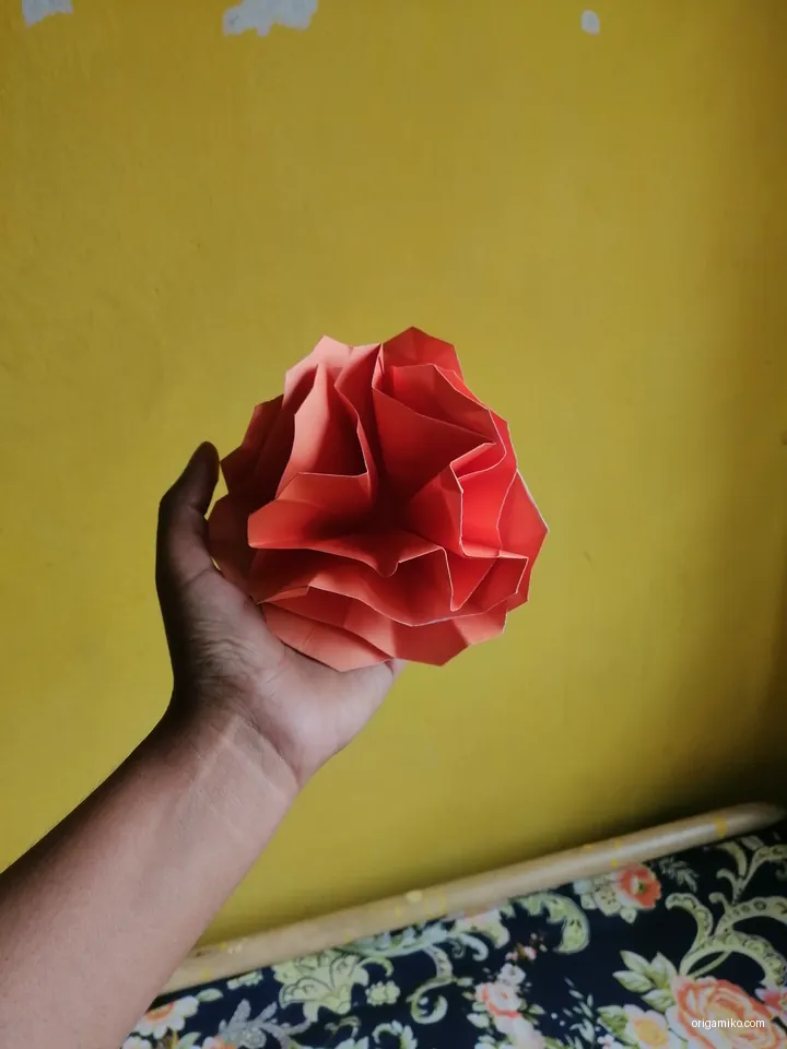 origami carnation flower step final result 2