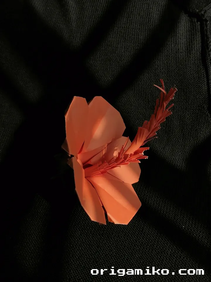 Origami hibiscus flower step Final result 2