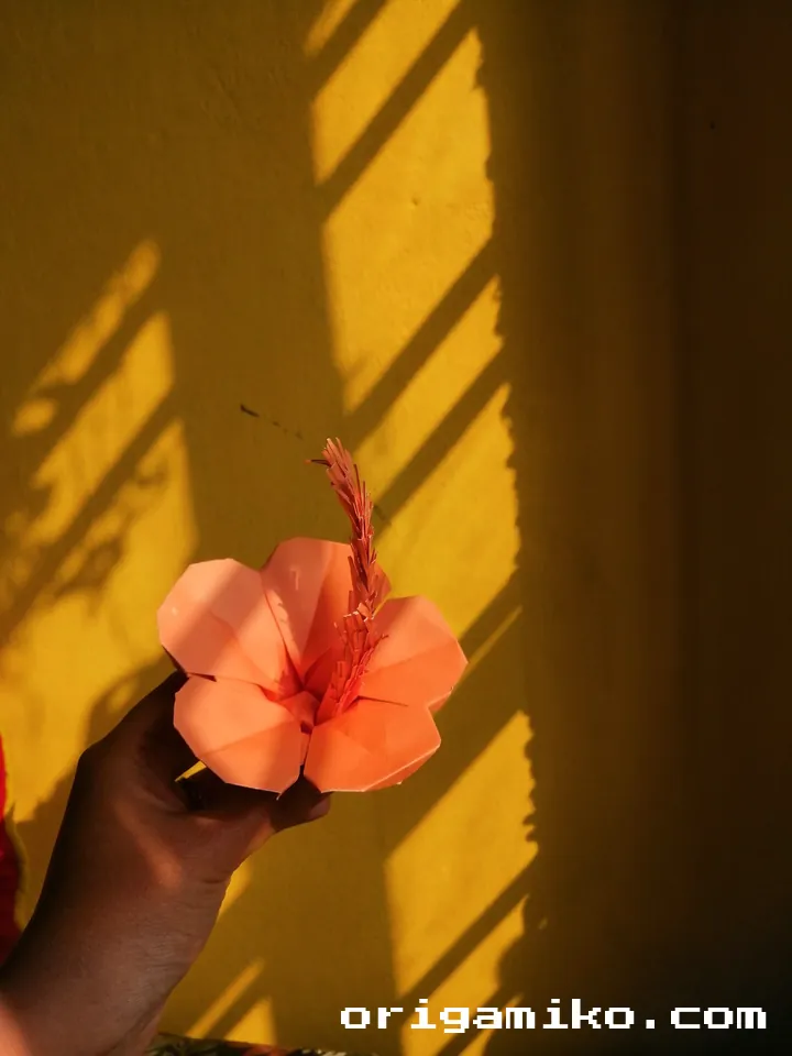 Origami hibiscus flower step Final result 3