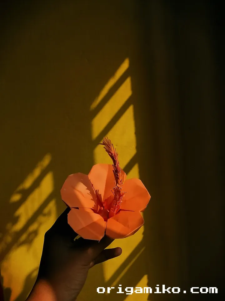 Origami hibiscus flower step Final result 5