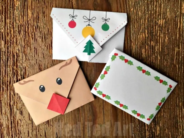 Cute Origami Envelope with Winter Animals