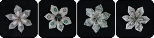 Dollar Bill Money Twist Tie Modular Flower