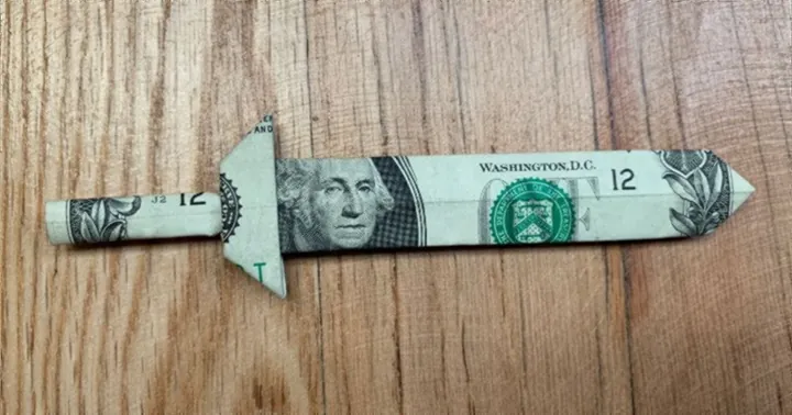 Dollar Bill Origami Sword