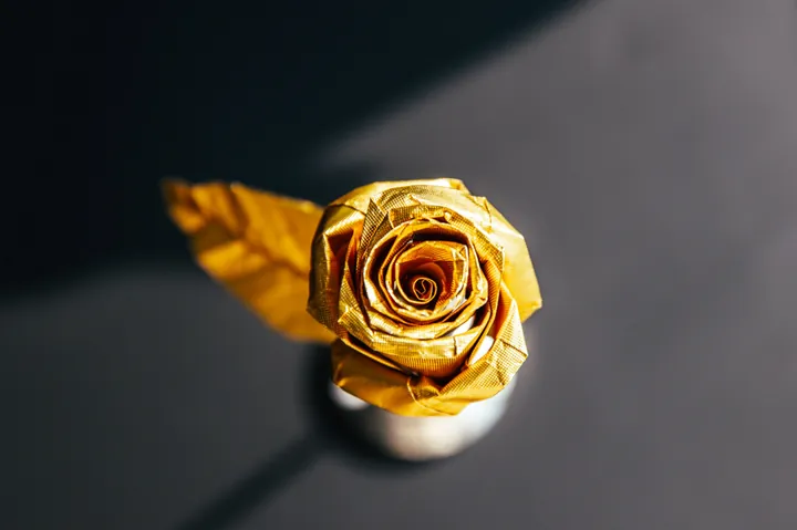 Gum Wrapper Origami Rose Flower