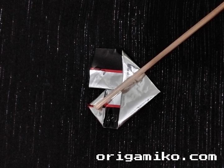 Gum wrapper Origami heart step 4