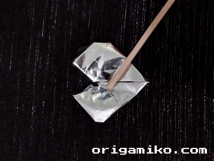 Gum wrapper Origami heart step 5 a