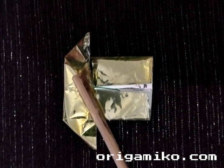 Gum wrapper origami butterfly step 3 c