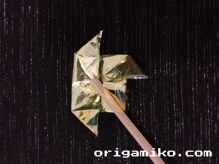 Gum wrapper origami butterfly step 4 a