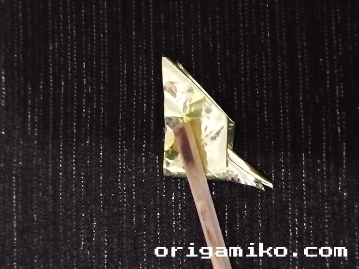 Gum wrapper origami butterfly step 4 d
