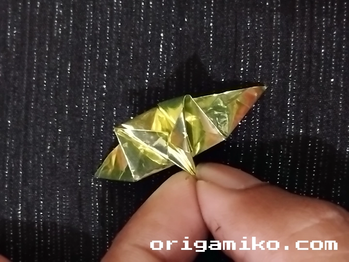 Gum wrapper origami butterfly step 5 b