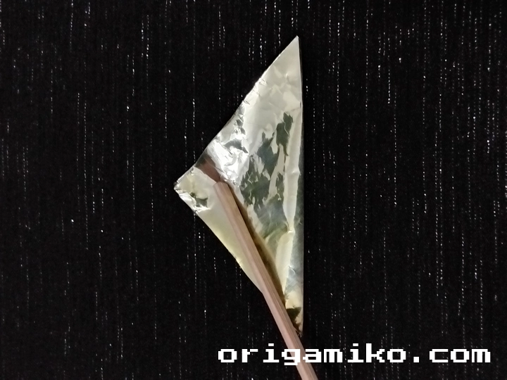 Gum wrapper origami crane step 2 a