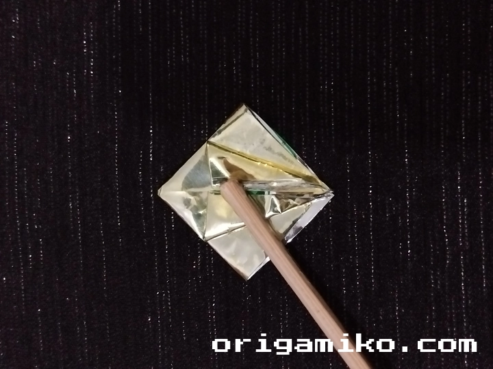 Gum wrapper origami crane step 3 b