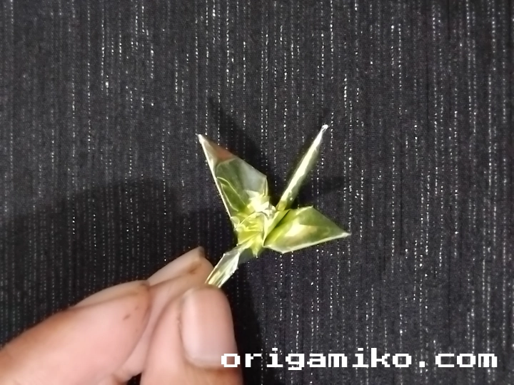 Gum wrapper origami crane step 6 b
