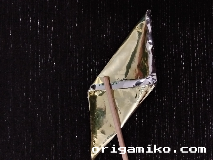 Gum wrapper origami ring step 2