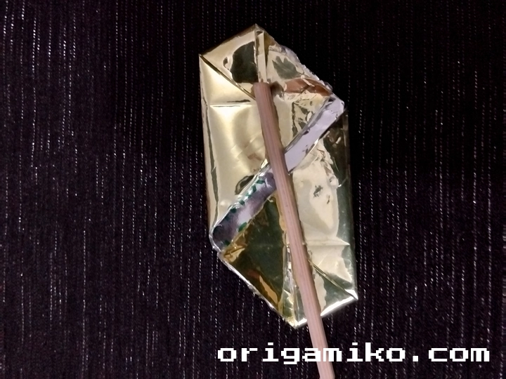 Gum wrapper origami ring step 4 a