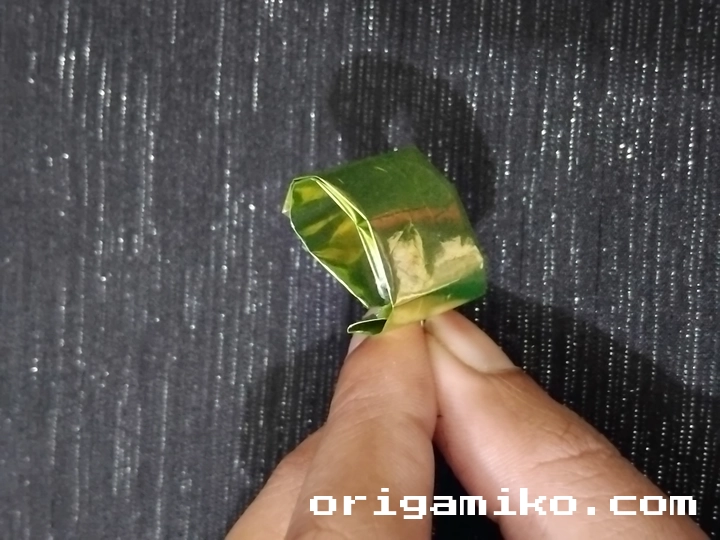 Gum wrapper origami ring step 5 b