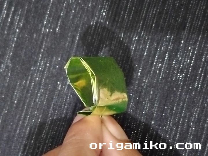 Gum wrapper origami ring step 5 d
