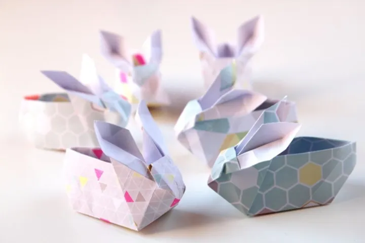 Origami Easter Bunny Basket