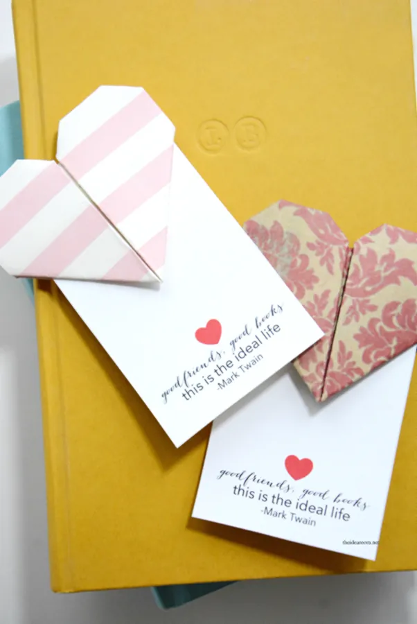 Origami Heart Valentine Bookmarks