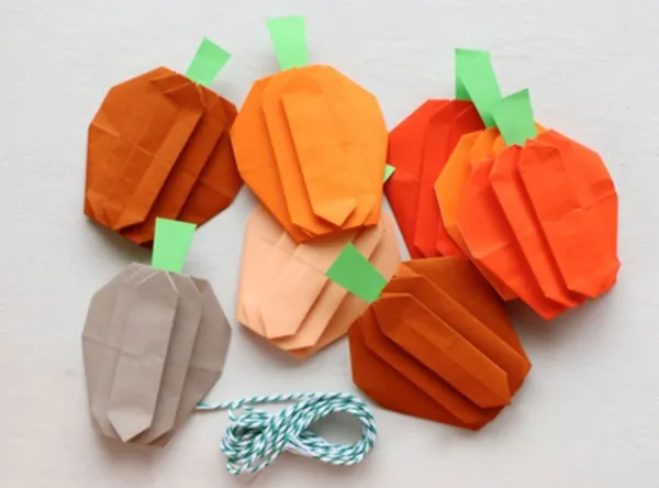 Origami Pumpkin Garland