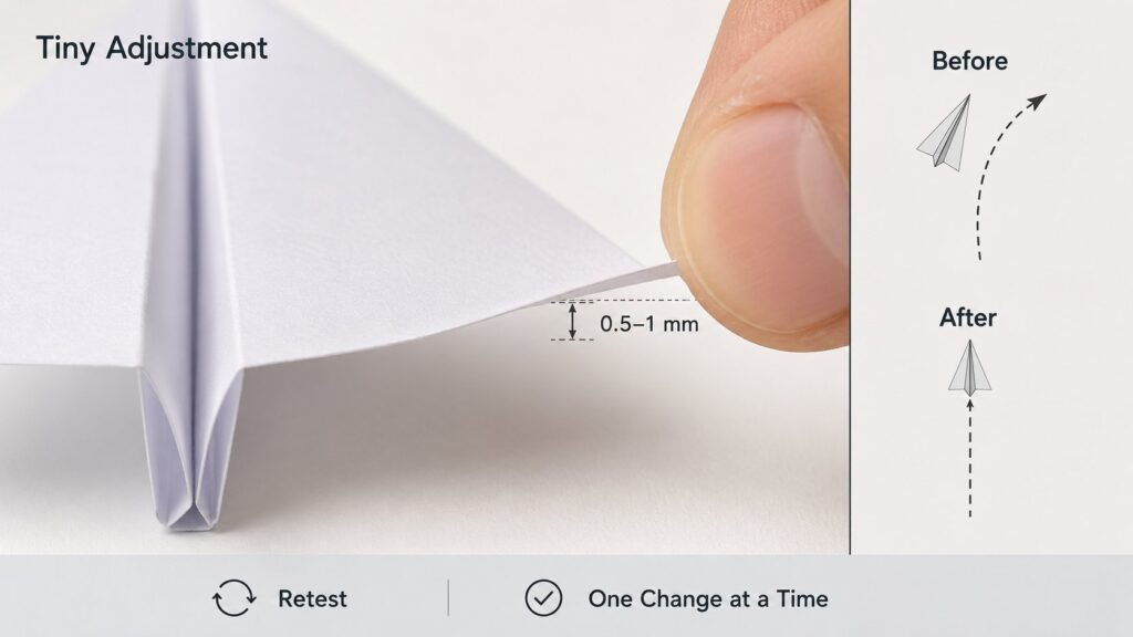 Micro-Adjustment to Fix a Curving Paper Airplane