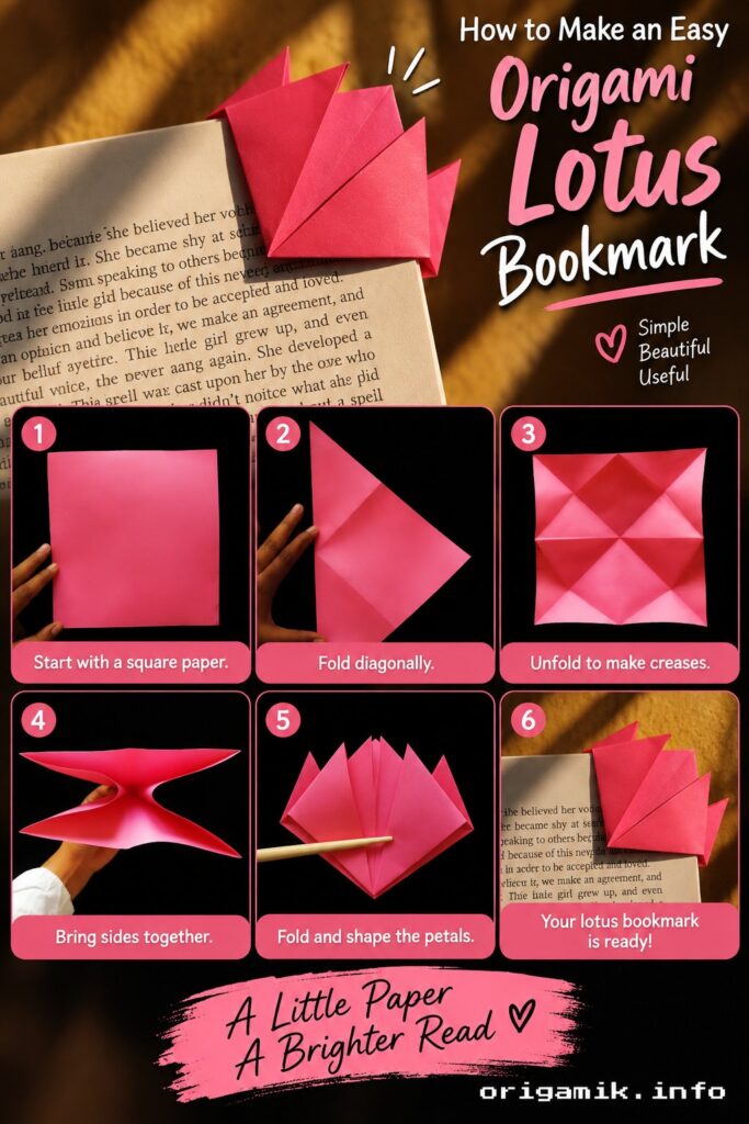 How to Make an Easy Origami Lotus Bookmark How to Make an Easy Origami Lotus Bookmark