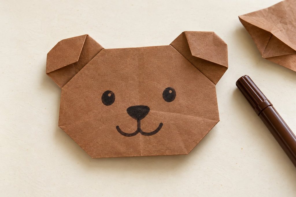 Easy Origami Bear Face